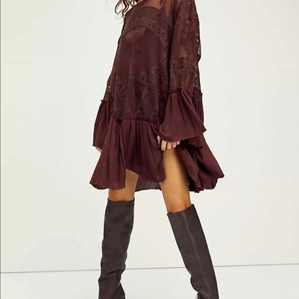 Free People Layered In Lace Swing Dress Tunic Mini New - Picture 3 of 7